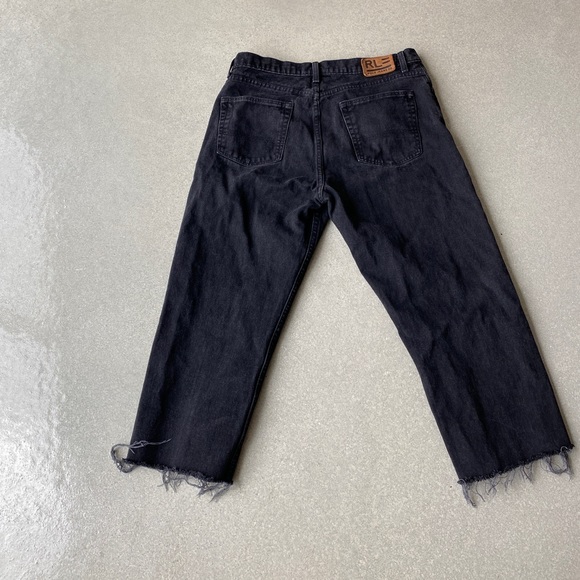 RALPH LAUREN black cropped fray hem jeans size 10 - Picture 10 of 16
